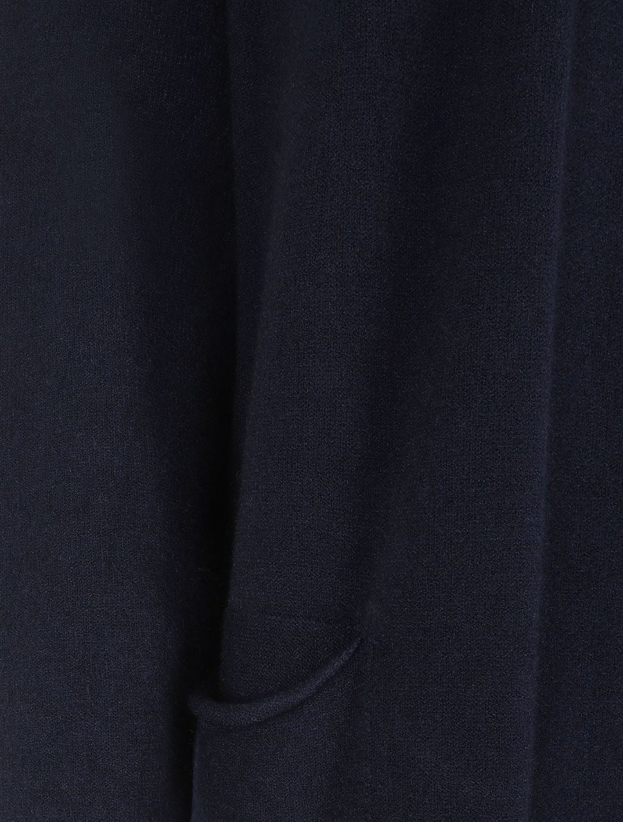 Gilet long uni à poches - Marine - 3