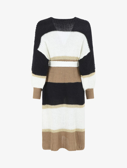Gilet long à rayures - Marine/taupe - 2