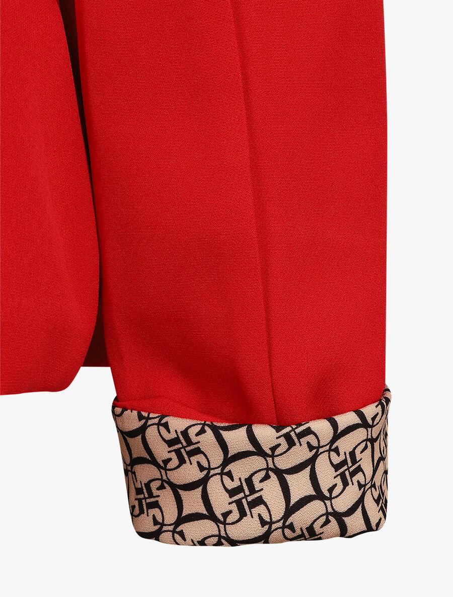 Blazer uni à revers imprimé alphabet - Rouge - 3