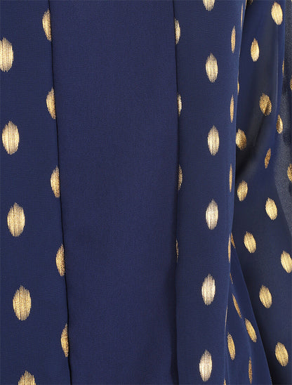 Top élastiqué col V motif irisé - Marine - 3