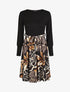 Robe fluide bi-matière imprimé fleuri - Noir - 4