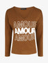 Pull droit inscription AMOUR - Marron - 1