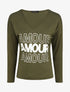 Pull droit inscription AMOUR - Kaki - 1