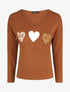 Pull droit motif coeur LIVE LOVE - Rouille - 4
