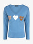 Pull droit motif coeur LIVE LOVE - Bleu clair - 4