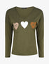Pull droit motif coeur LIVE LOVE - Kaki - 1