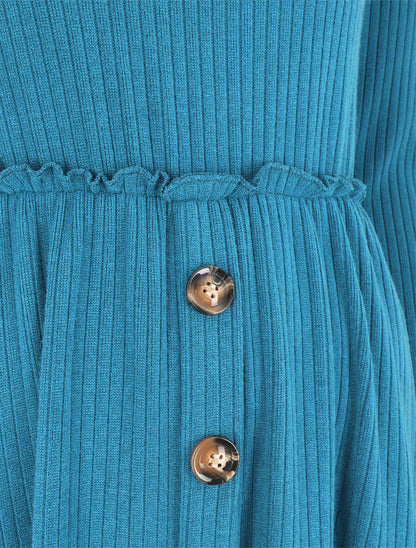 Robe pull longue unie - Bleu canard - 3