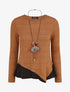 Pull droit rayé bords à volants - Camel - 6