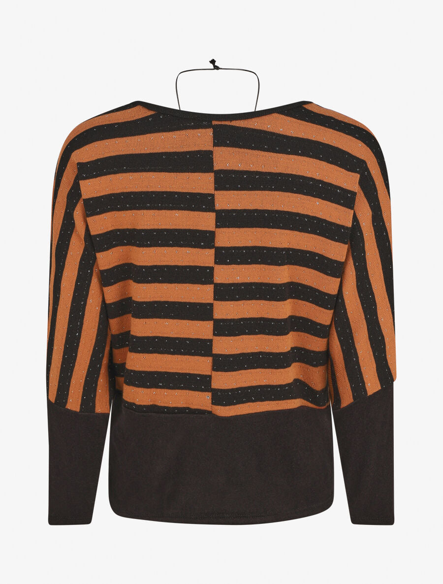 Pull ample à rayures - Noir/marron - 2