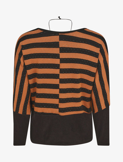 Pull ample à rayures - Noir/marron - 2