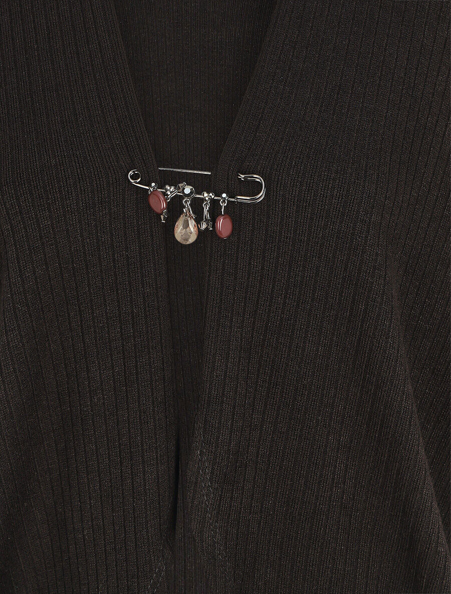 Gilet côtelé oversize à broche - Noir - 3