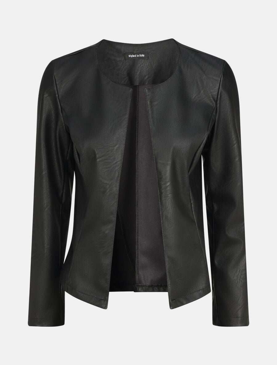 Veste classique en simili - Noir - 1