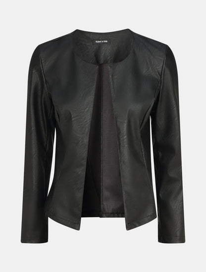 Veste classique en simili - Noir - 1