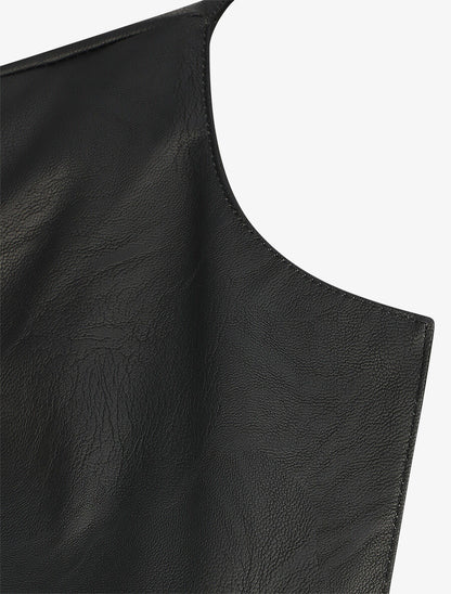 Veste classique en simili - Noir - 3