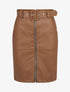 Jupe ajustée taille haute en simili - Marron - 5