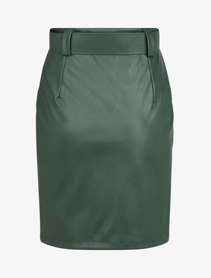 Jupe ajustée taille haute en simili - Vert - 2