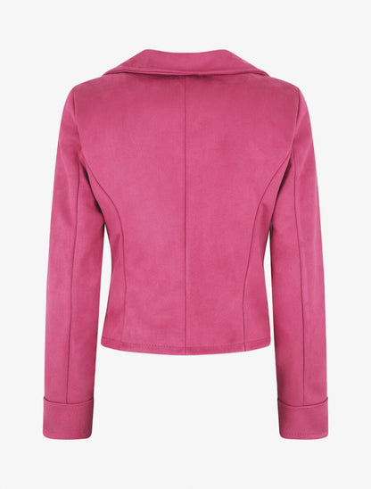 Veste en suédine style perfecto - Fushia - 2