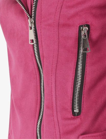 Veste en suédine style perfecto - Fushia - 3