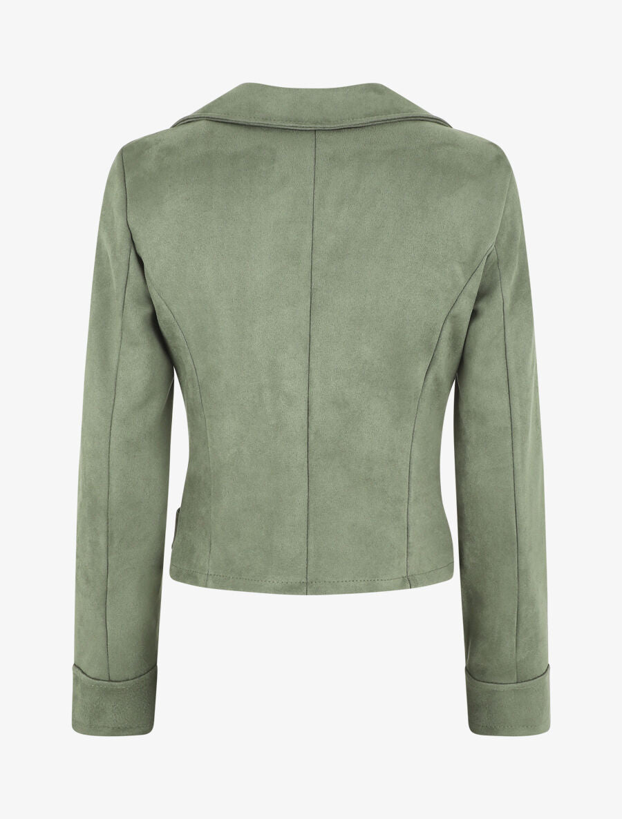Veste en suédine style perfecto - Kaki - 2