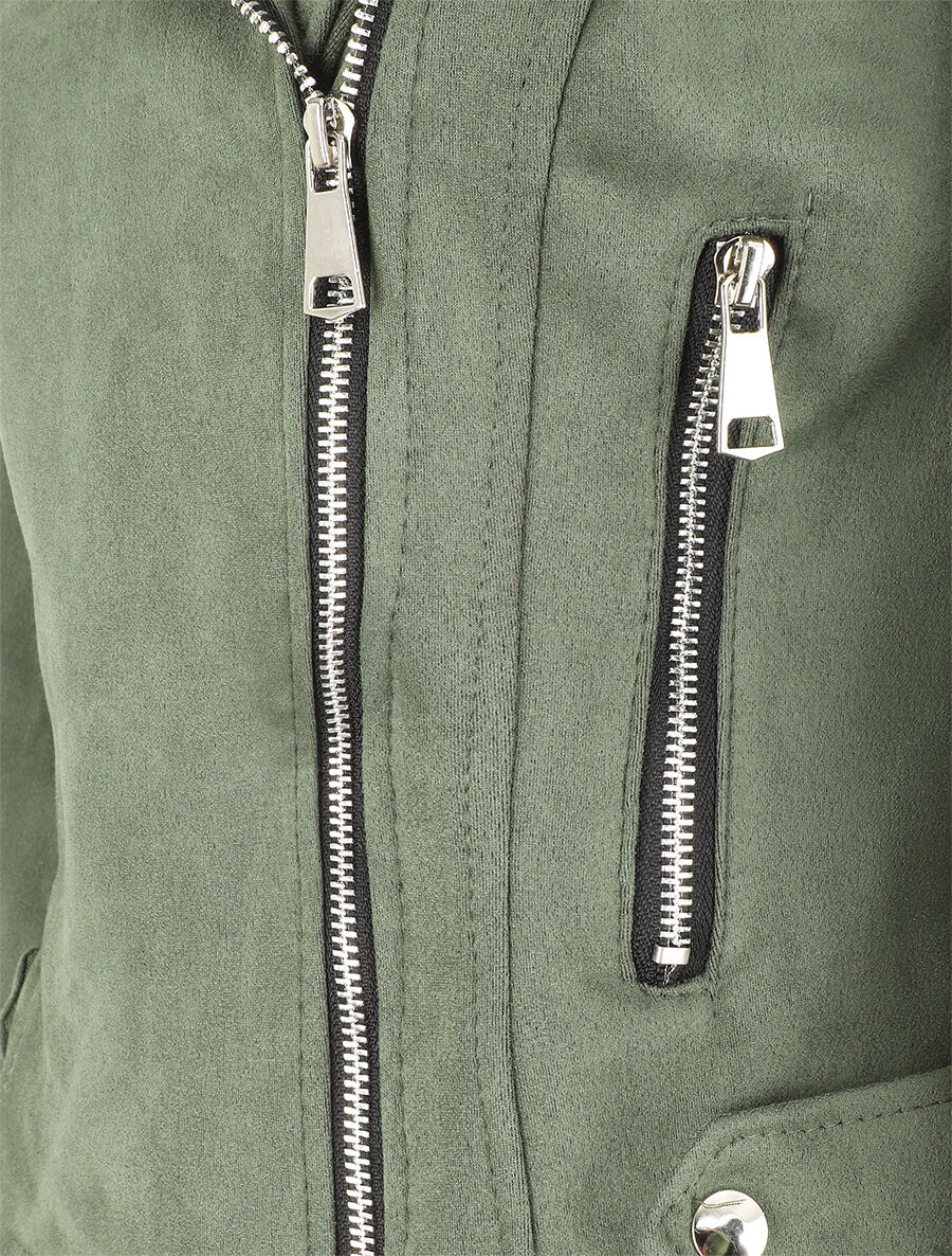 Veste en suédine style perfecto - Kaki - 3