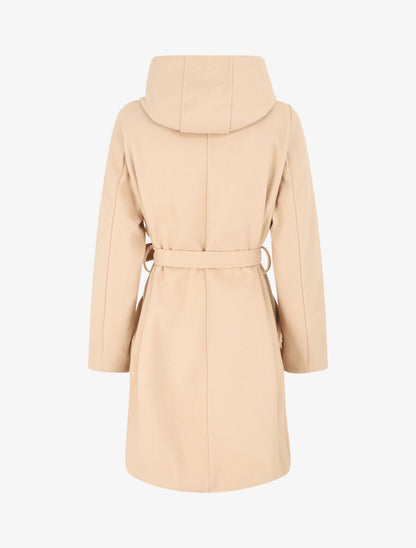 Manteau long croisé à capuche - Beige - 2