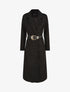 Manteau long droit à ceinture - Noir - 1