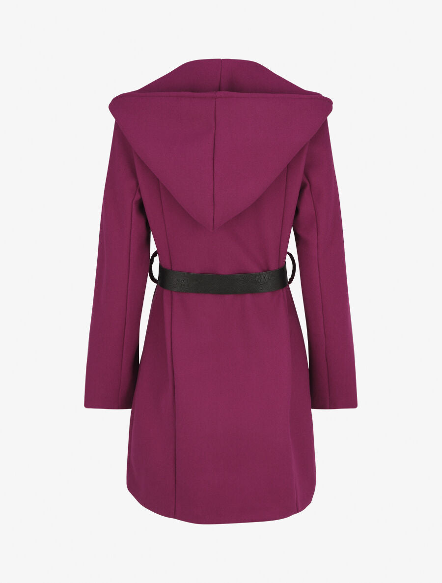 Manteau à capuche ceinturé - Violine - 2