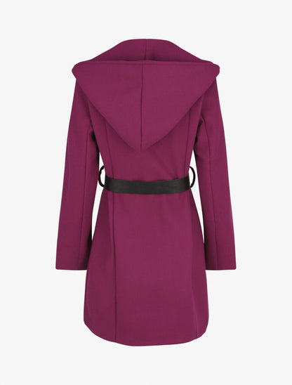 Manteau à capuche ceinturé - Violine - 2