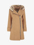 Manteau zippé à capuche fausse fourrure - Camel - 7