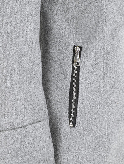 Manteau zippé à capuche fausse fourrure - Gris - 3