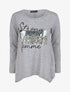 Pull fin à flocage - Gris - 1