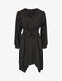 Robe unie élastiquée à bas asymétrique - Noir - 1