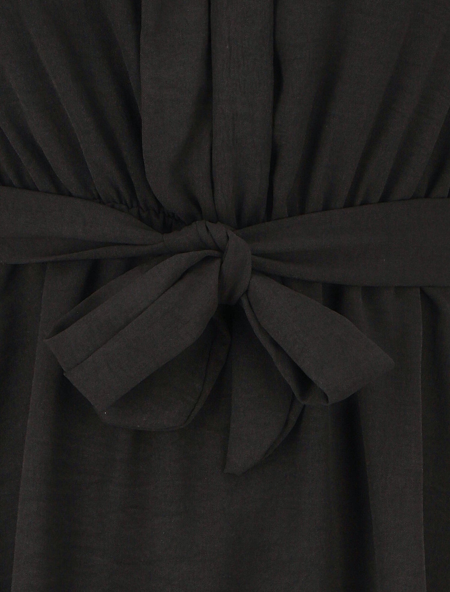 Robe unie élastiquée à bas asymétrique - Noir - 3