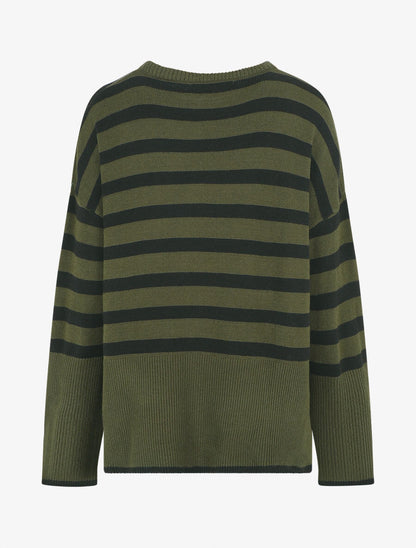 Pull à rayures - Kaki - 2