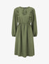 Robe uni à col en V décolleté - Kaki - 1