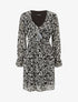 Robe imprimé à col volanté - Noir - 1