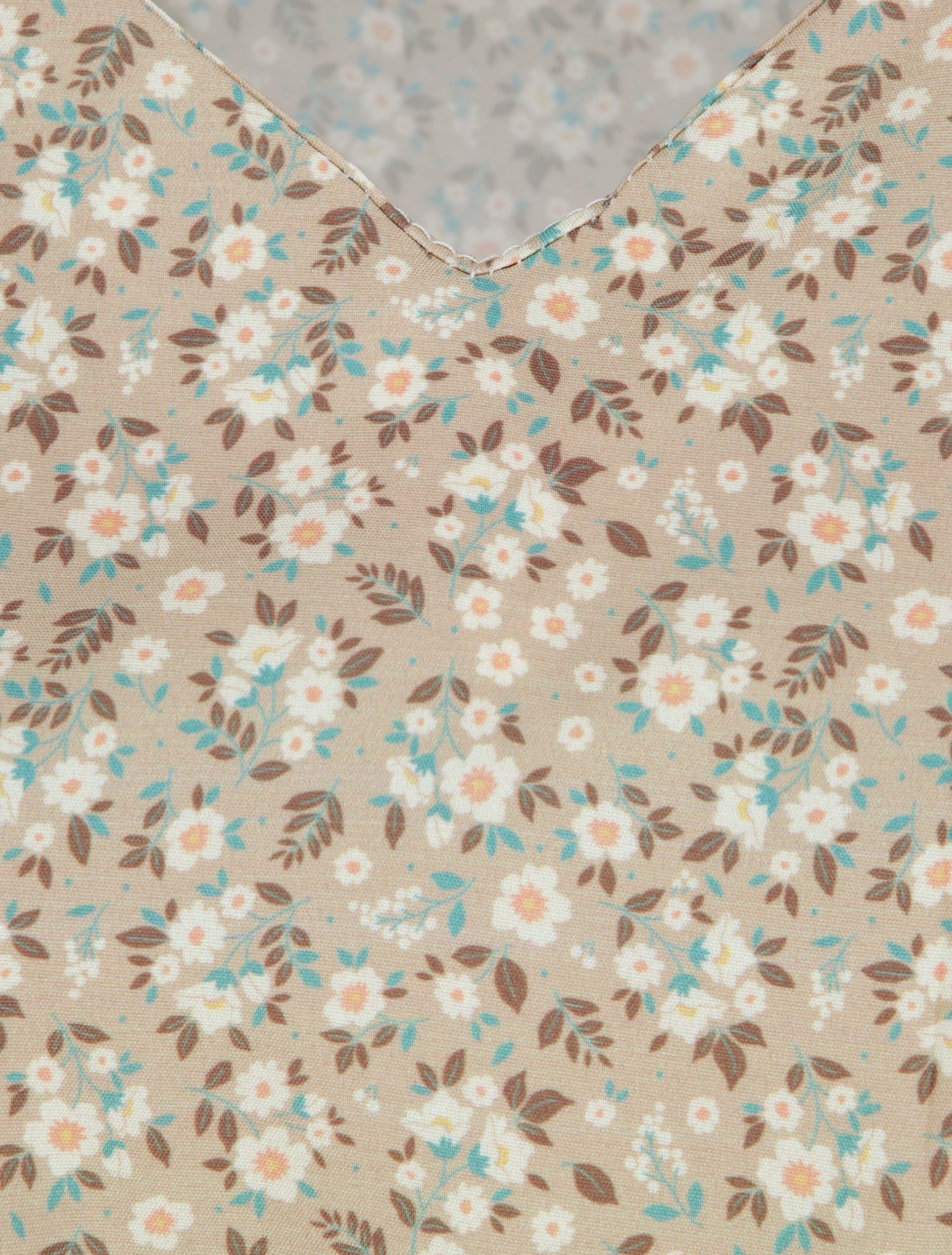 Robe patineuse courte à volants imprimé fleuri - Taupe - 3