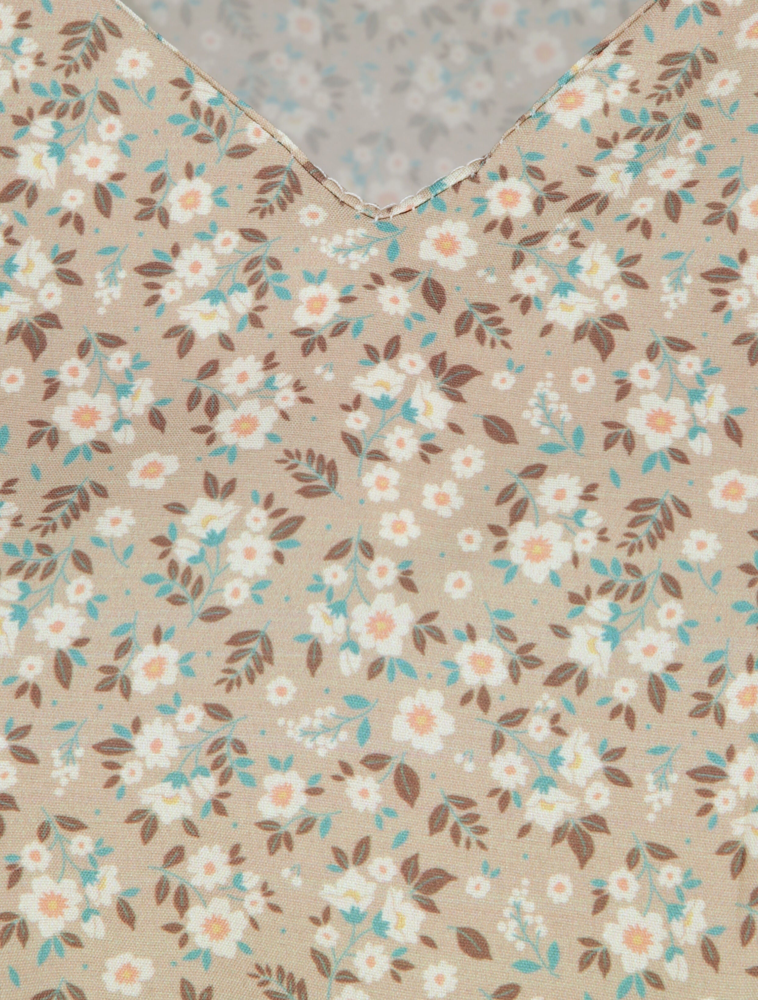 Robe patineuse courte à volants imprimé fleuri - Taupe - 3