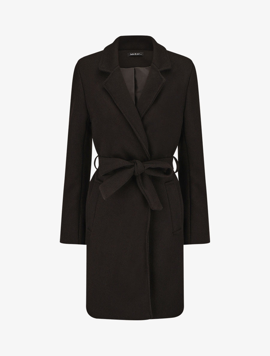 Manteau long classique coupe droite - Noir - 1