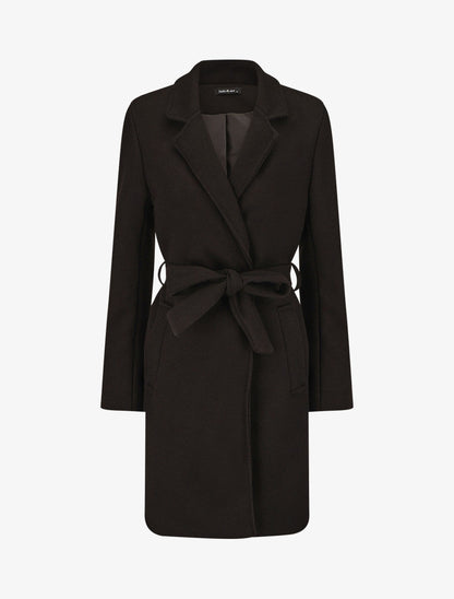 Manteau long classique coupe droite - Noir - 1