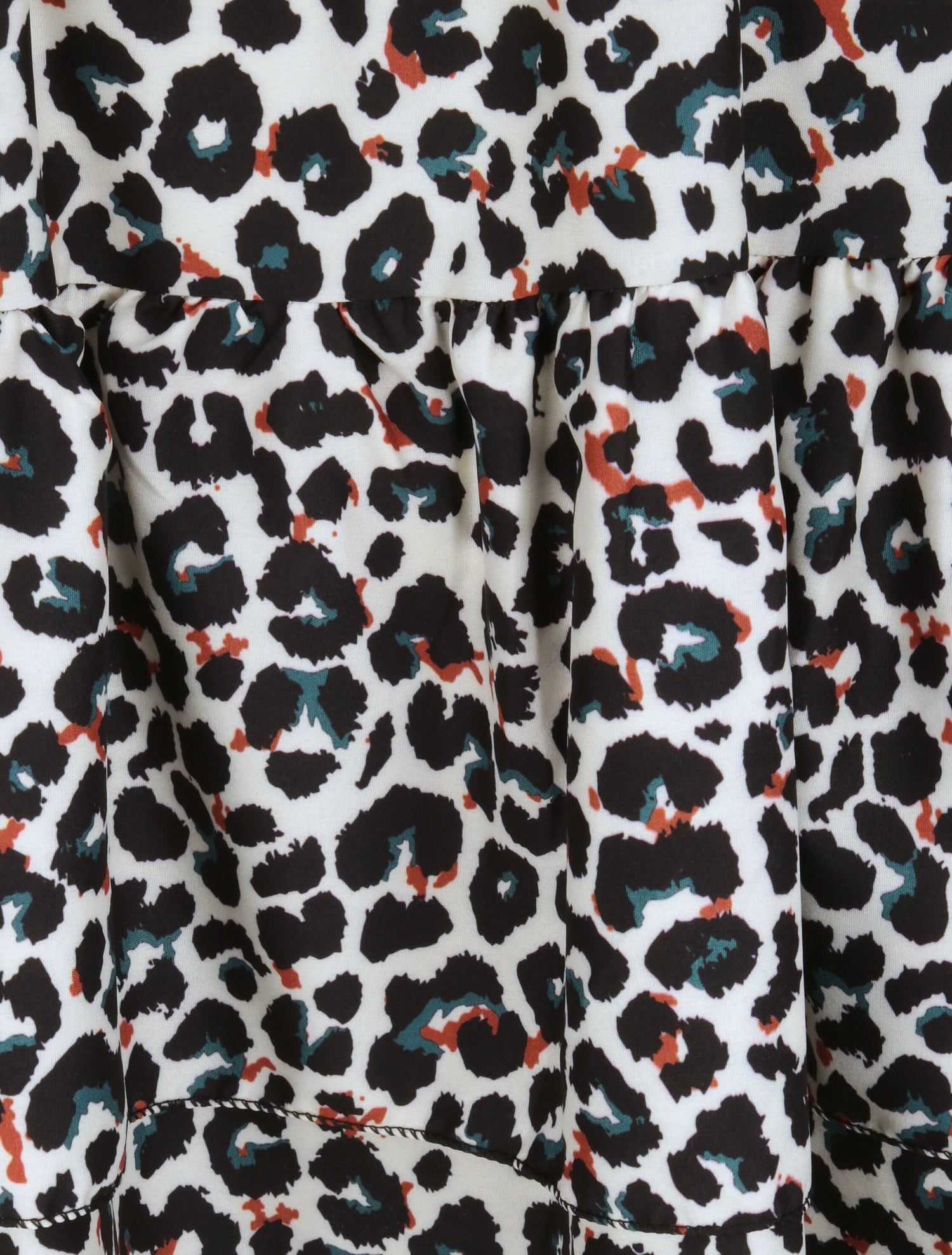 Robe patineuse courte à volants imprimé léopard - Écru - 4