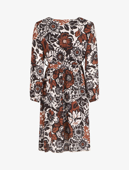 Robe mi-longue fleuri coupe évasée - Noir - 2