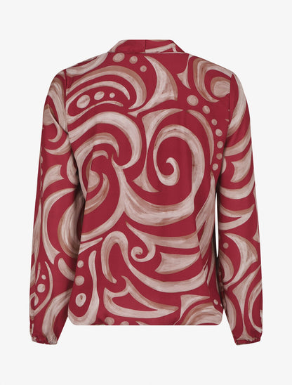 Blouse fluide à imprimé graphique - Bordeaux - 2