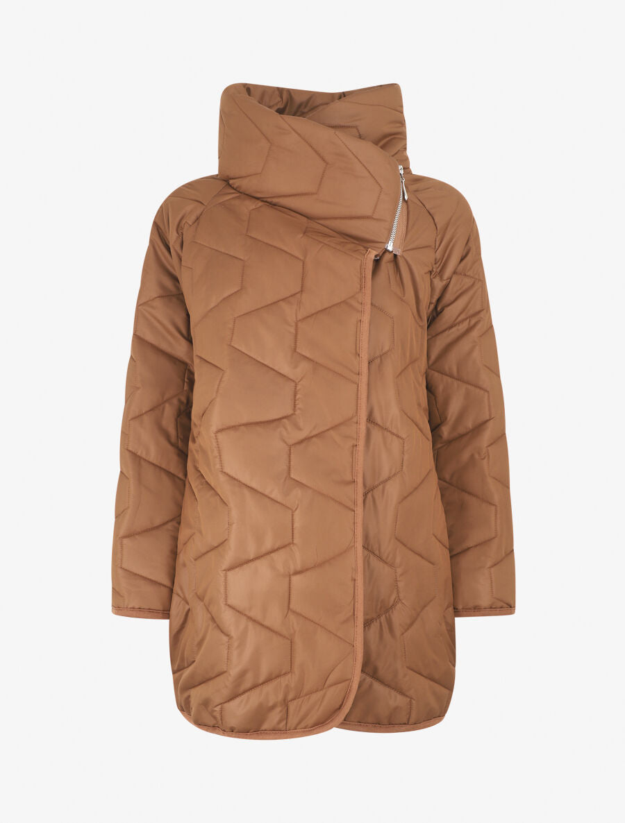 Doudoune fine ample col montant - Camel - 4