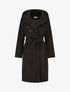 Manteau long ceinturé à capuche - Noir - 1