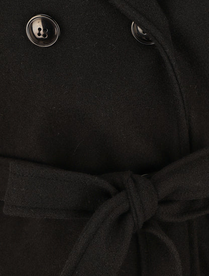 Manteau long ceinturé à capuche - Noir - 3