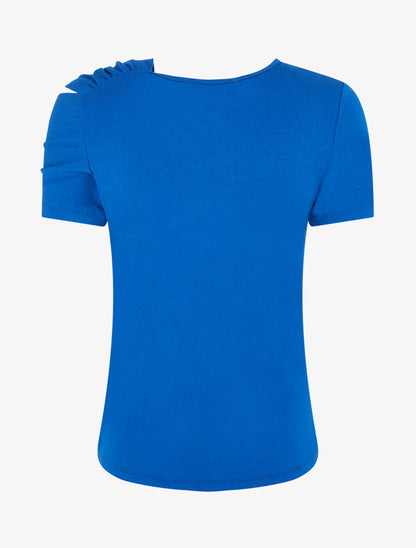 T-shirt à épaule drapée - Bleu roi - 2