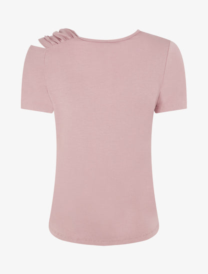 T-shirt à épaule drapée - Vieux rose - 2