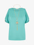 Top à manches stylisées ajourées - Vert turquoise - 4