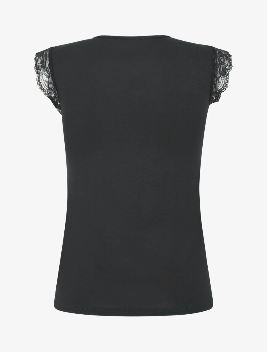 Top à larges bords dentelle - Noir - 2